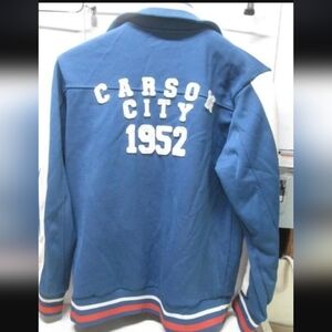Carson City 1952 Blue and White Bomber Jacket with Red Details
